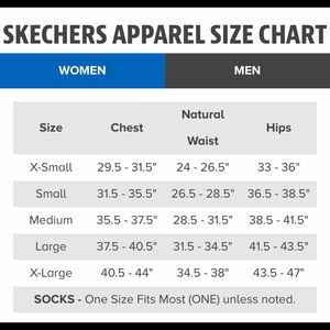 skechers sock size chart
